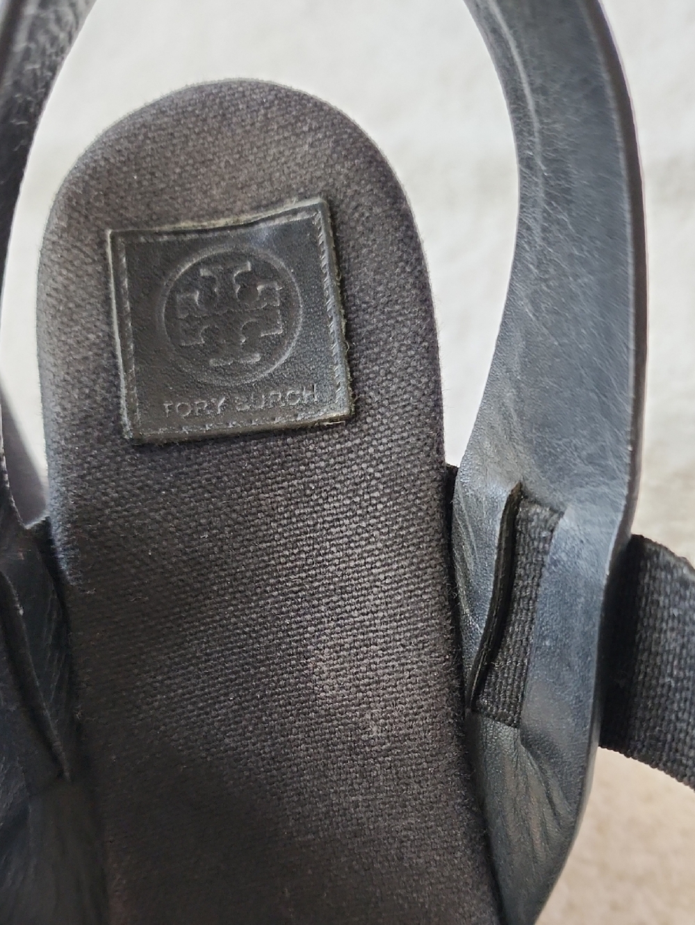 Tory Burch Black Fabric Espadrille Wedge Sandals Size 8 Preowned - Picture 6 of 11